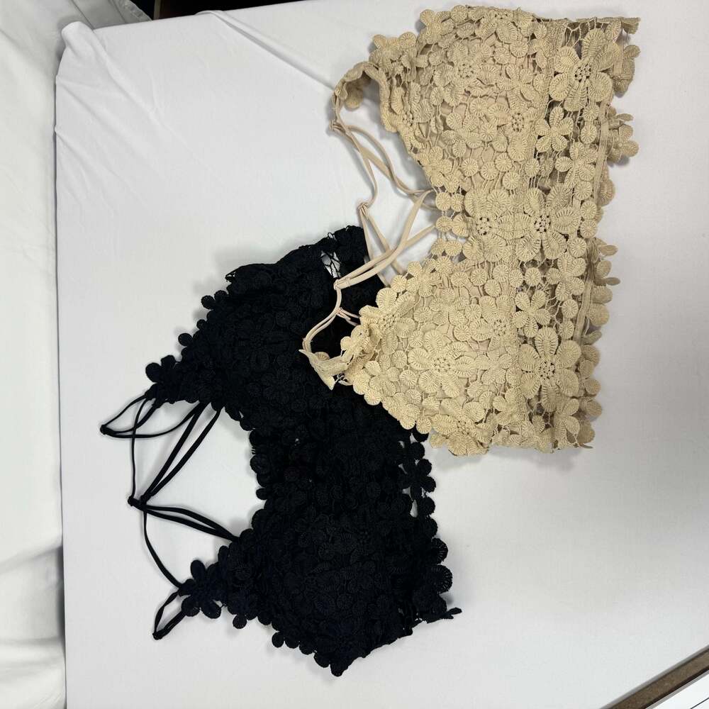 Pink Lily Always Be Mine Floral Lace Bralette, Size XL Set of 2